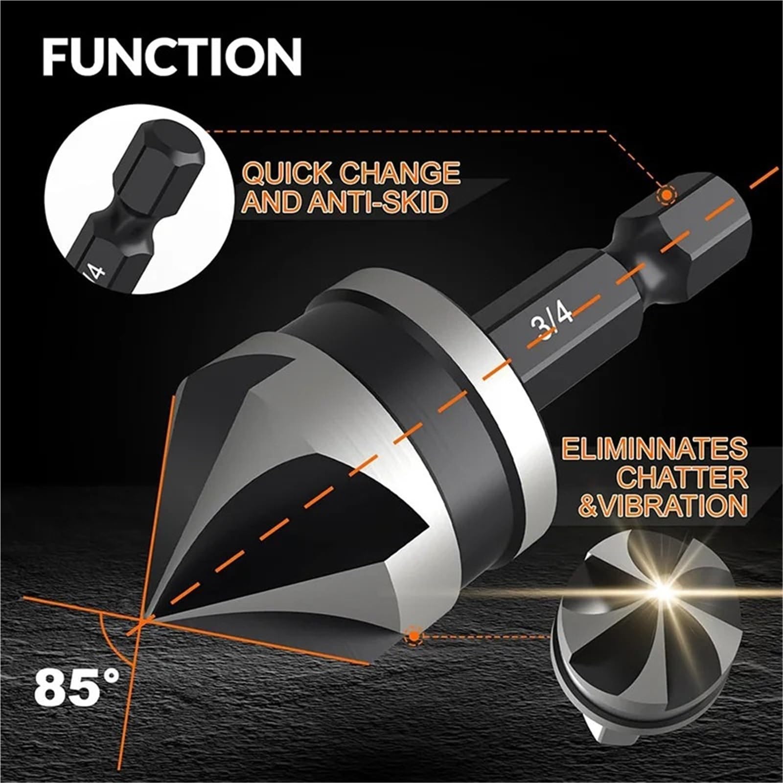 Set Di Punte for Trapano A Gradini Con Quattro Scanalature A Spirale | Punte da trapano svasatori Punte da trapano HSS for nitrurazione for metallo alluminio legno plastica
