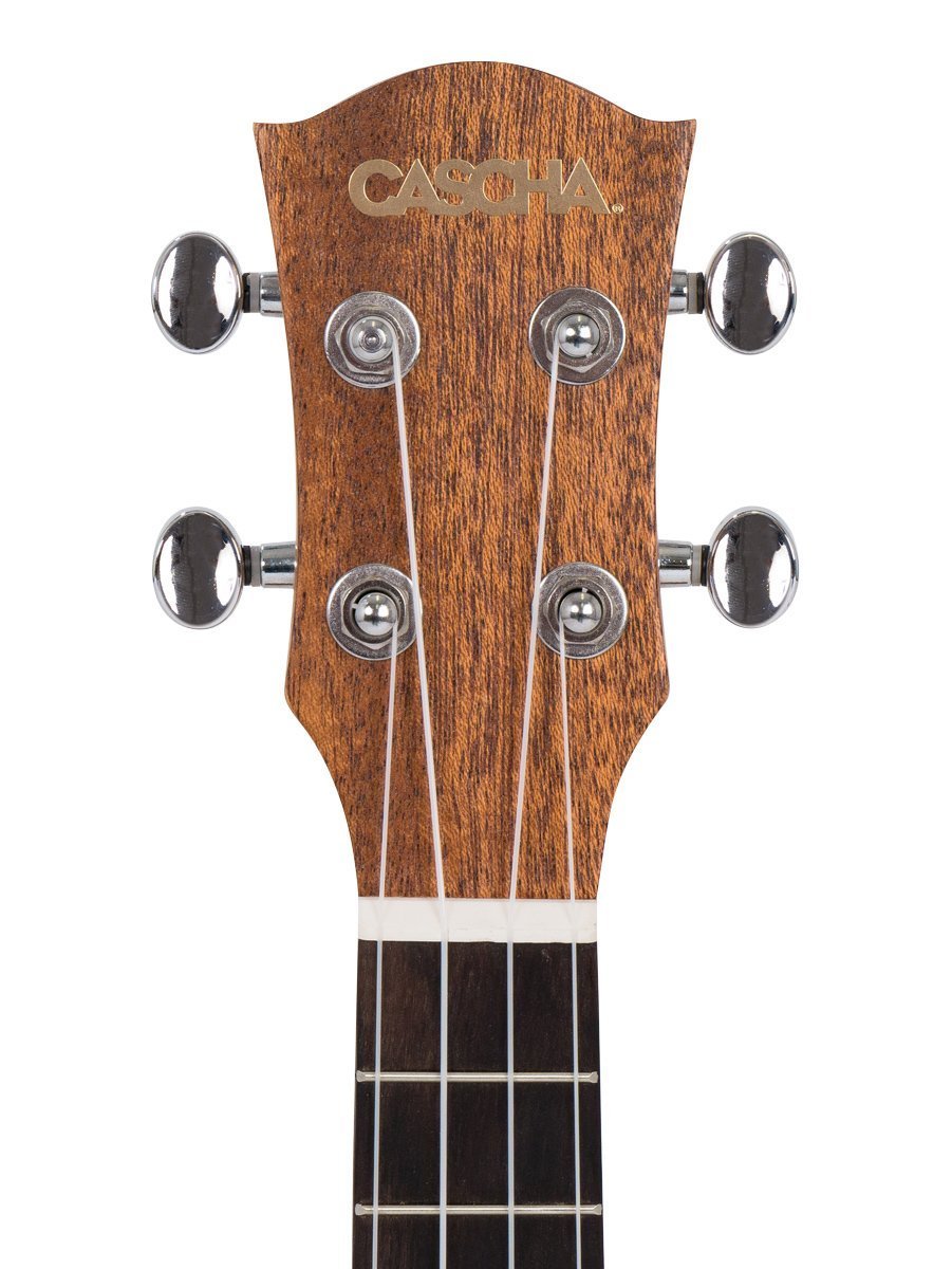 CASCHA HH 2036 ES Ukelele Concierto, Caoba, Bundle con Curso de Ukelele, Afinador, Bolsa Acolchada, 3 Púas y Cuerdas de Aquila