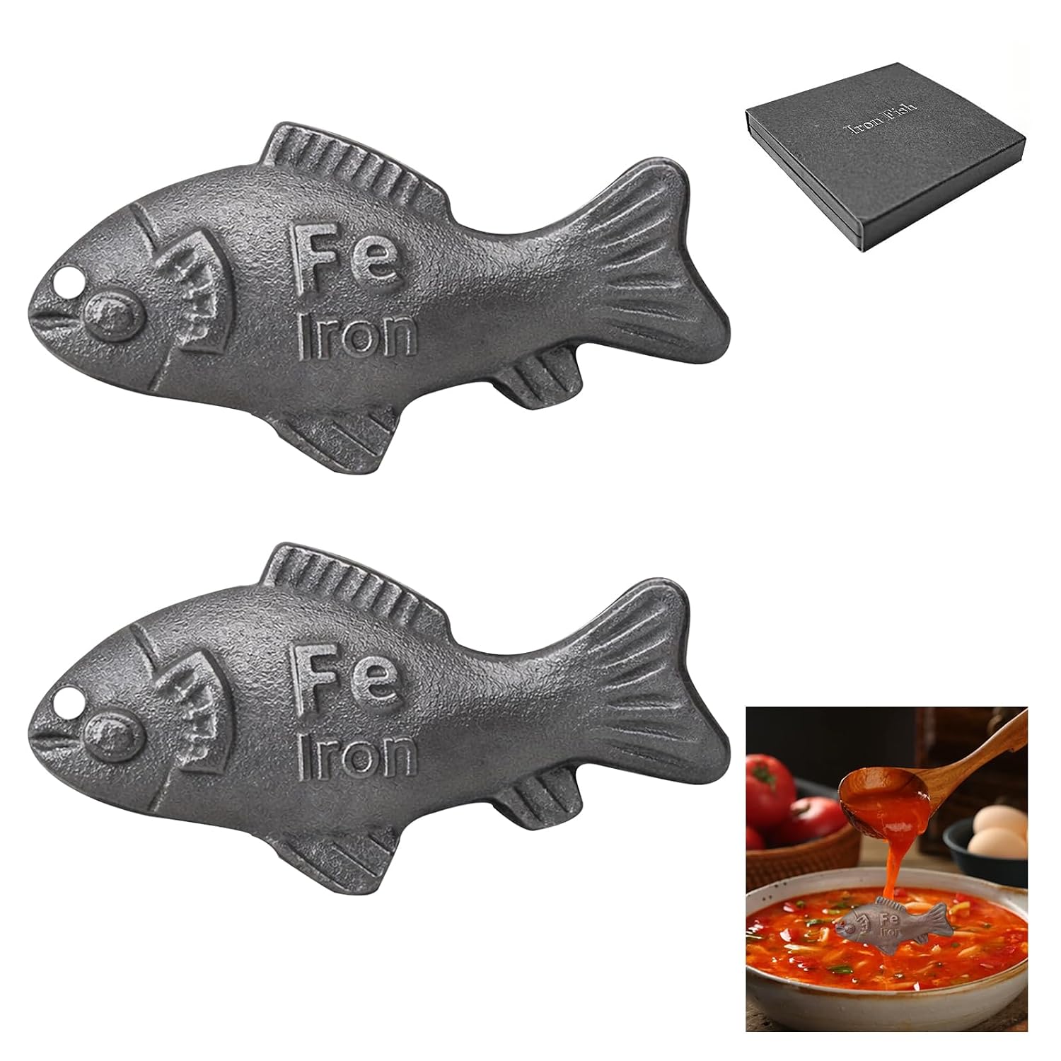Iron Fish Cooking Tool, Lucky Iron Fish for Iron Deficiency, Effective and Safe Cooking Tool, Natural Iron Supplement to S...
