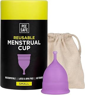 PeeSafe Small Reusable Menstrual Cup - Medical Grade Silicone, Soft Flexible BPA Latex Free, 12 Hour Leak Proof Protection with Travel Pouch