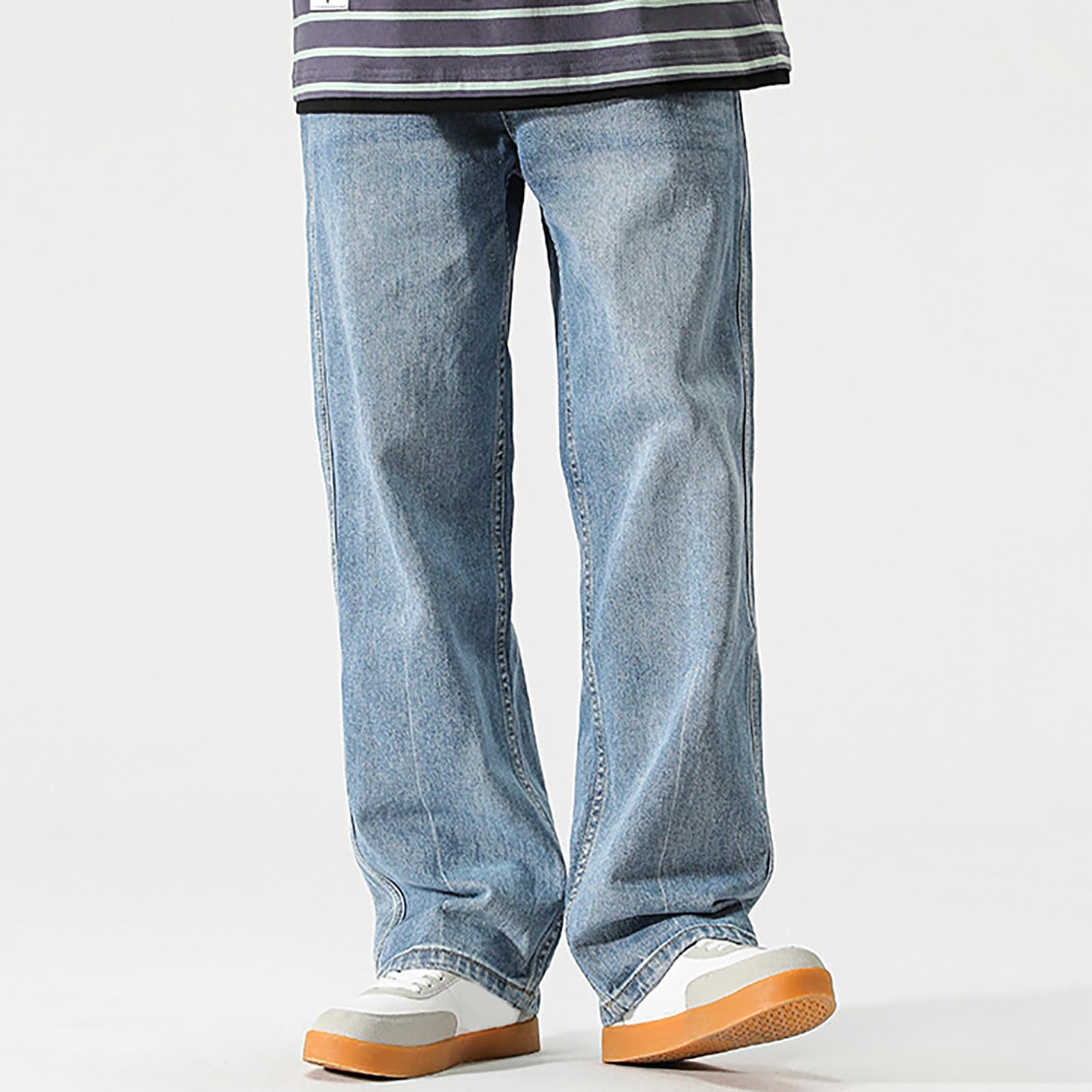Pantalones Vaqueros Hombre-Pantalones de Mezclilla de Motociclista Ajustados para Hombre