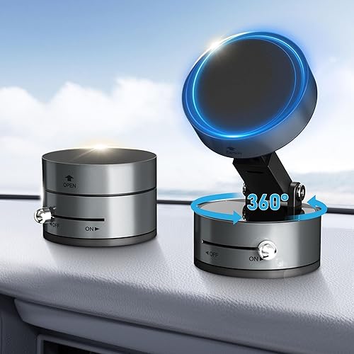 Soporte magnético para teléfono para automóvil, soporte de teléfono con succión al vacío ultra fuerte para salpicaderoparabrisas, soporte plegable