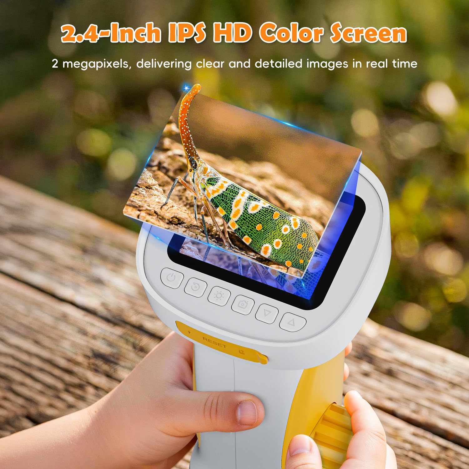 Microscope Enfant, Ahalfcit Microscope Numérique avec Écran HD IPS 2.4", 1000X Appareil Photo Portable de Poche, Jouet Exploration Nature, Cadeau STEM pour Enfants 3-12 Ans (Blanc)