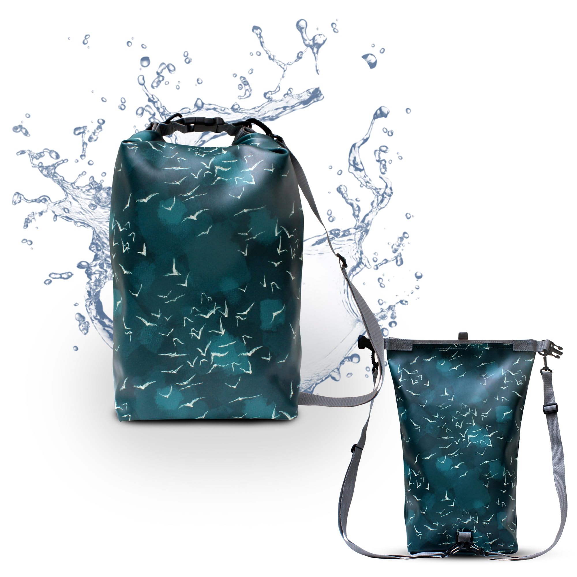 Ikuri Drybag Trockentasche Rucksack Rolltop Wasserdicht aus Plane - Tasche für SUP, Surf, Kayak, Outdoor - Design Marina