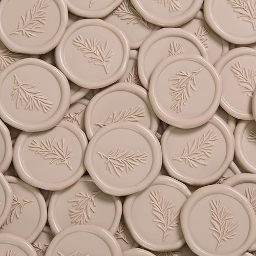 Miniatura 1 de UNIQOOO Calcomanías de sello de cera, calcomanías de sello de invitación de boda de romero, 100 calcomanías autoadhesivas de color gris pardo,