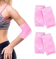 Piriuuo 2 Pairs Pink Elbow Moisturizing Sleeves - Elastic Gel Pads for Women, Soft Breathable Protectors for Dry Cracked Skin Care