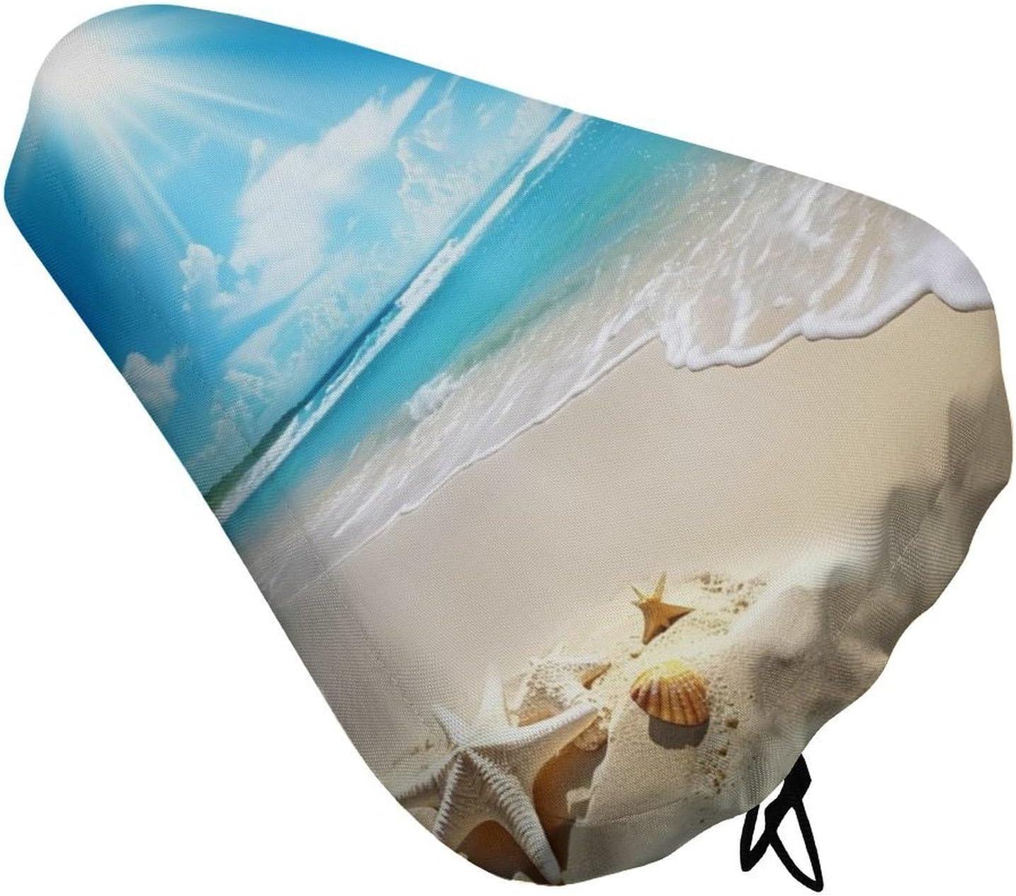 Summer Beach Bike Seat Cover Water-Repellent Exercise Bike Seat Cushion Bicycle Saddle Cover with Drawstring Rain Snow Dust Covers for City Mountain Road Biking