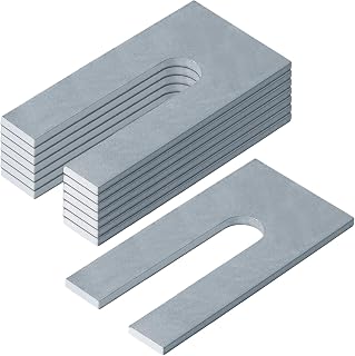 8 Pack 6" x 3" Steel Metal Slotted Flat Horseshoe Shims for 1" Bolt, Dock, Machinery Leveling Shims