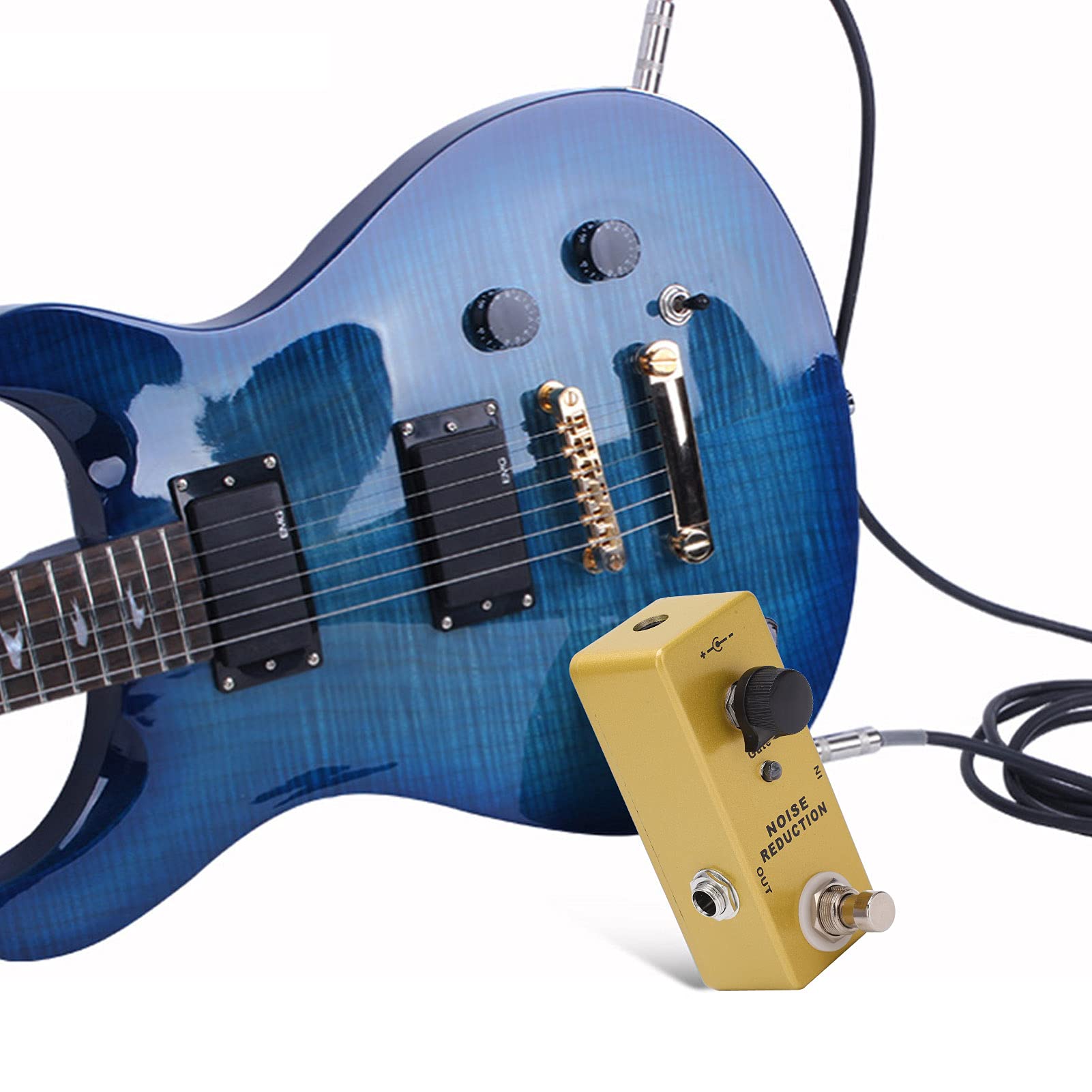Efecto De Reducción De Ruido Carcasa De Efecto De Guitarra De Metal 26dB Pedal De Puerta De Ruido Supresor De Murmullo De Ruido Herramienta De Afinación De Guitarra Eléctrica Con Indicador LED