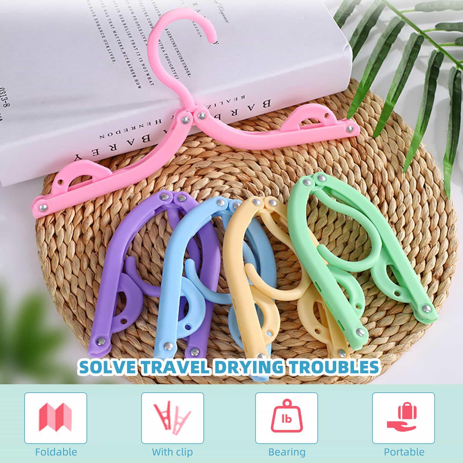 20 Grucce Pieghevoli Da Viaggio In Plastica – Appendini Portatili Multicolore (5 Colori) Per Casa, Campeggio E Valigia, Salvaspazio