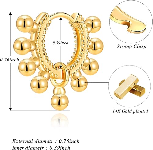 Miniatura 6 de Small Huggie Hoop Earrings 14K Gold Plated Hypoallergenic Minimalist Ear Jewelry