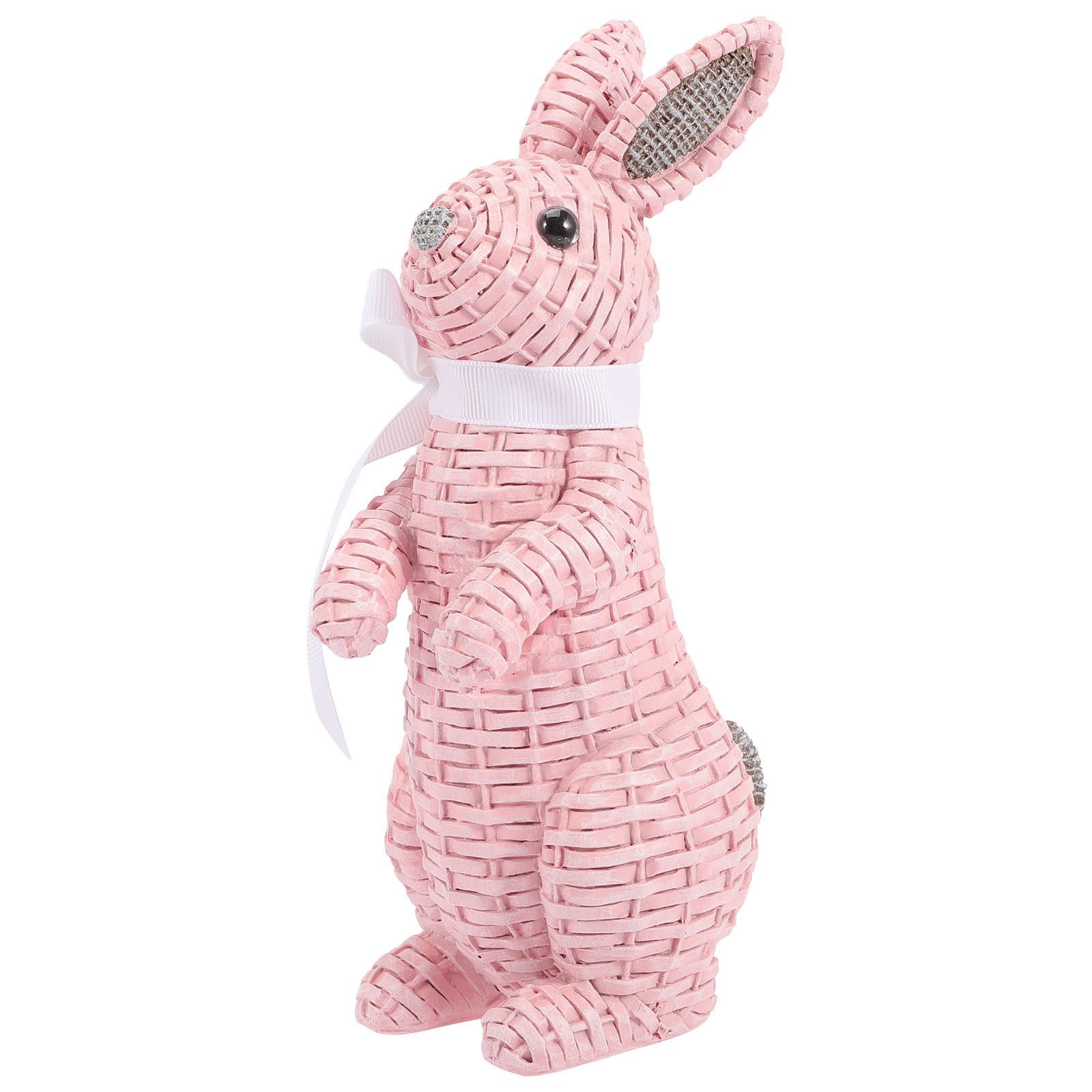 Figura de conejo de resina rosa decorativa y ligera para terrazas y fiestas