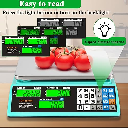 Miniatura 2 de Báscula de computación de precios báscula comercial digital de alimentos báscula de conteo electrónica de 88 libras  882lbs con retroiluminación LCD