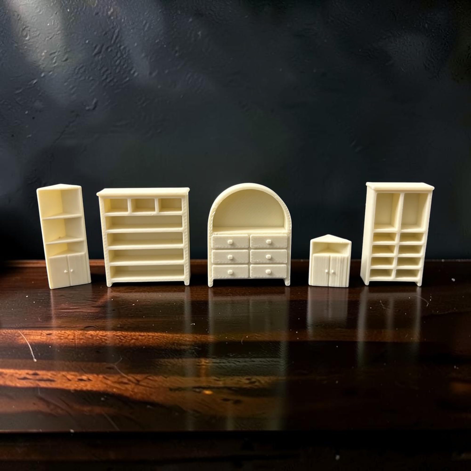 5-Piece Modular Miniature Furniture Set for Dioramas, DIY Crafts & Model Making - Hutch, Display Cabinets, Shelves & Corner Units for Dollhouse, Book Nook, Miniature Room Decor & Projects-image-19