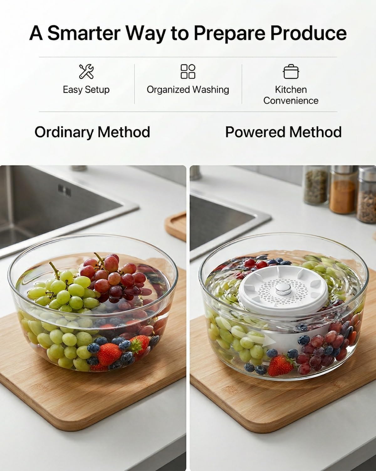 Produce Cleaner Device Machine Fruit and Vegetable Washing Machine Waterproof Titanium Electrolysis Fruit and Veggie Purifier Cleaner with Magnetic Charging Portable Cordless Daily Home Use