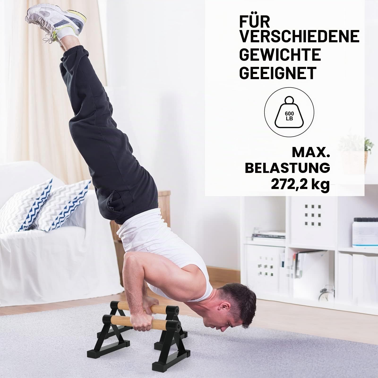 Holz Parallettes Calisthenics Equipment 50cm, Push Up Bars, Liegestützgriffe, Handstand Griffe Barren Fitnessgeräte für Zuhause, Indoor und Outdoor