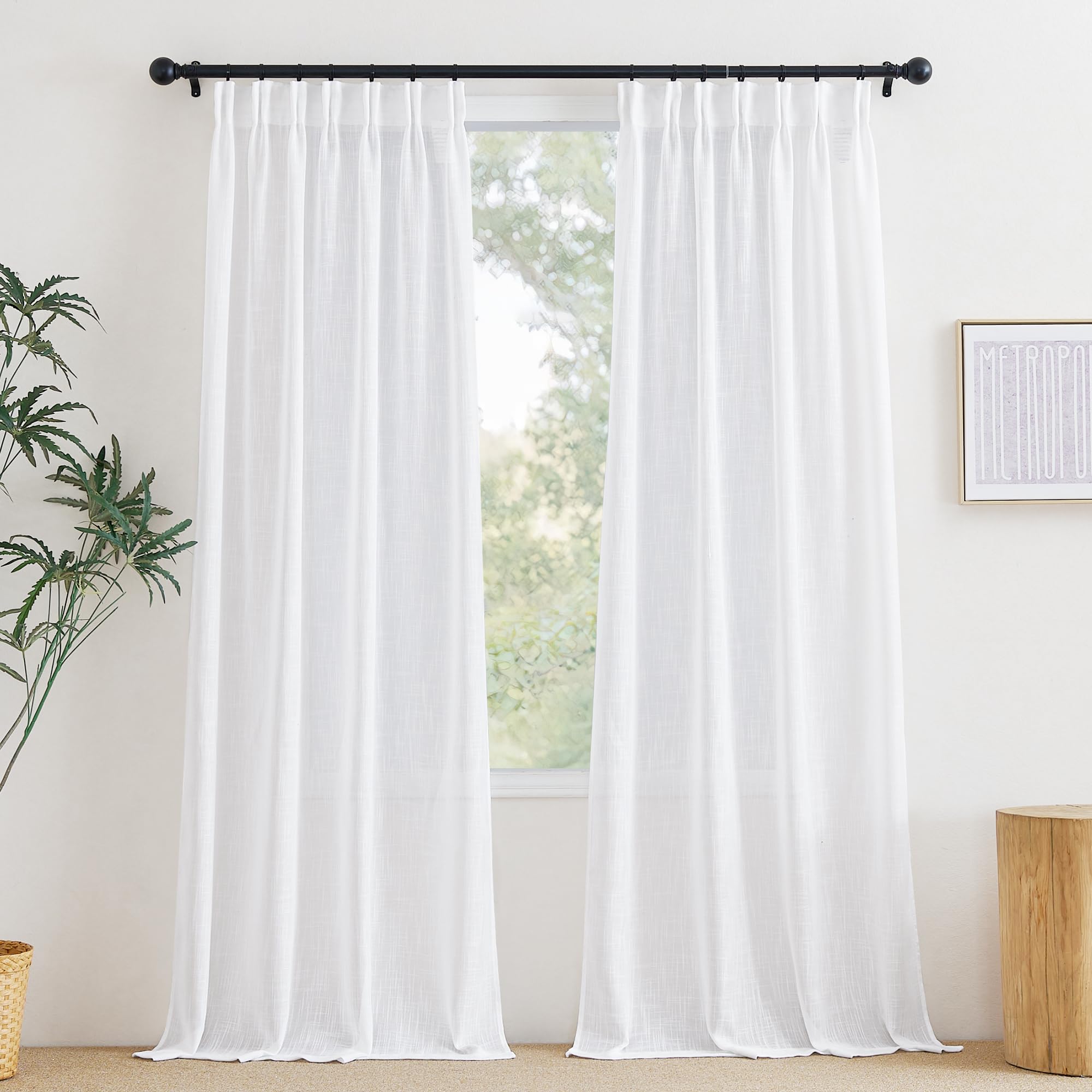 Shower Curtain NICETOWN White Sheer Curtains 84 Inches - Rod Pocket Voile  Drapes For Living Room \u0026 Bedroom (2 Panels, 60x84 Inches) Sheer Curtains  White, image size:2000x2000