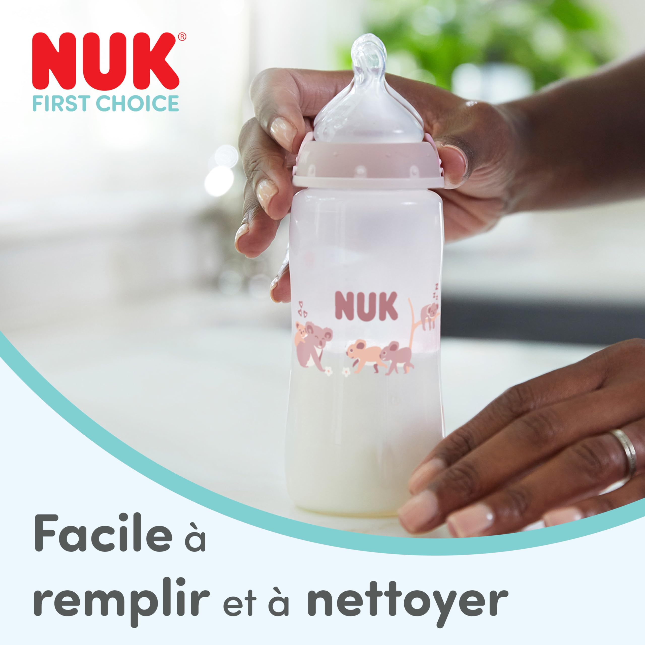 NUK First Choice Perfect Start Set de Biberons Nouveau-Né | 0-6 Mois | 4 Biberons Anti-Coliques (150 ml, 300 ml), 2 Tétines, 1 Sucette First Choice, 1 Goupillon | Koala | Lot de 8