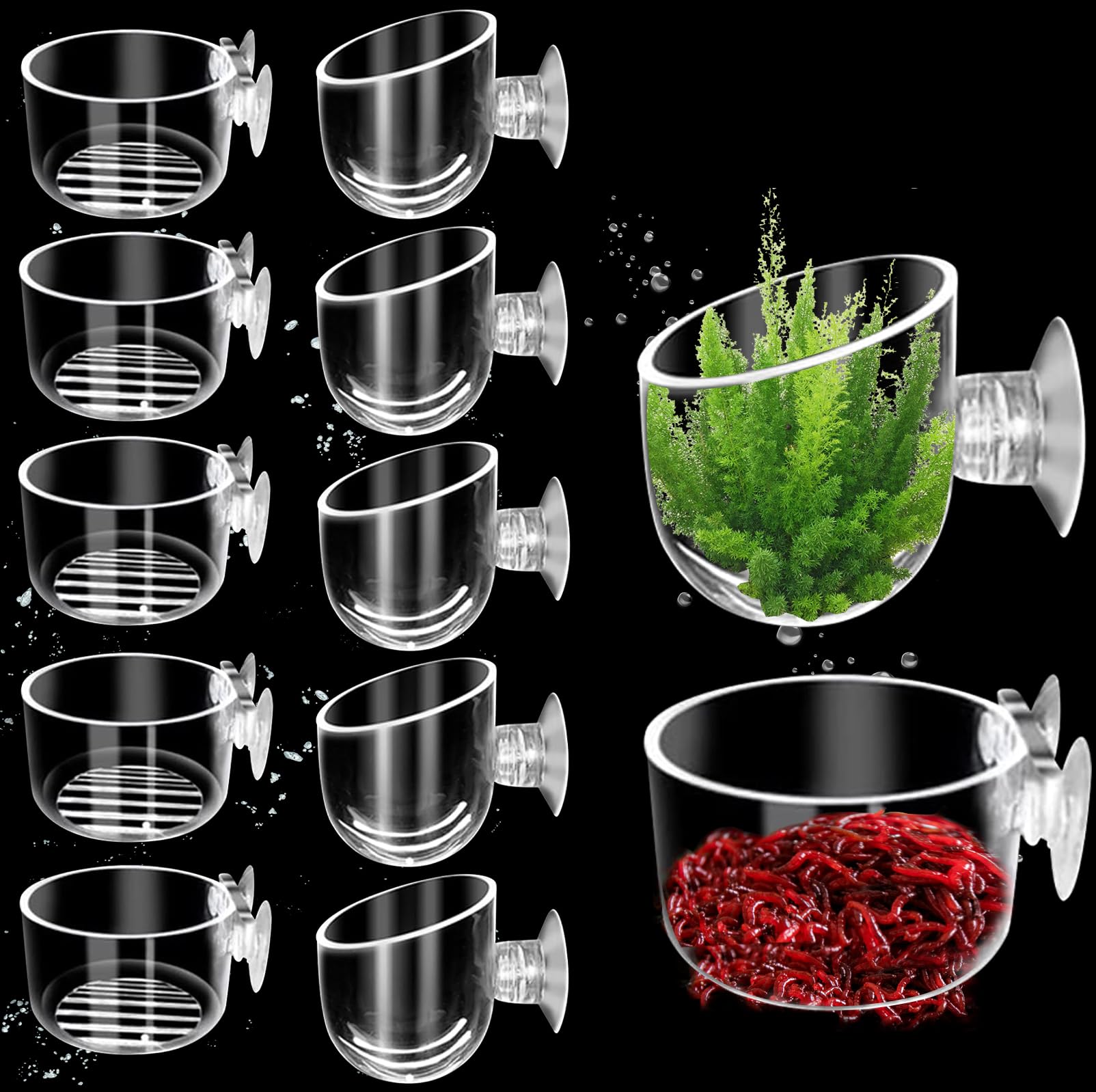 Nizirioo Soporte para plantas de acuario con ventosas: decoración de acuario de acrílico, accesorio para gambas rojas, plantas vivas y acuario paisaje, decoración de tanques de peces, acuarios