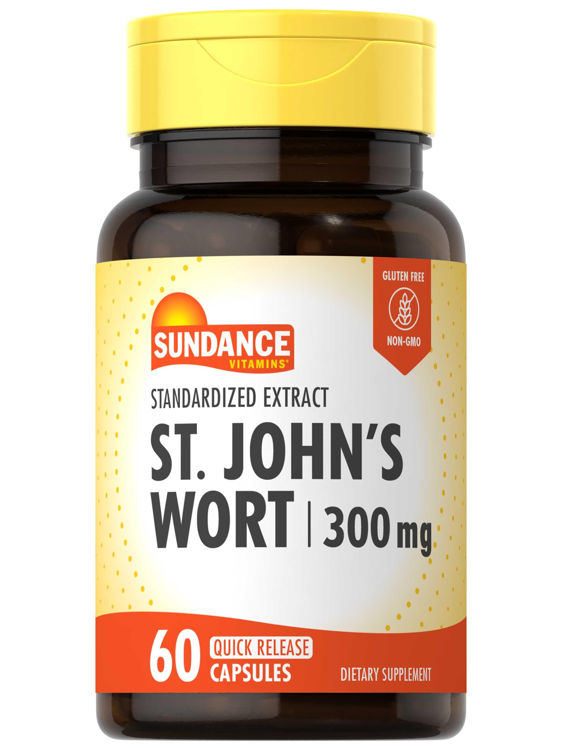 St. John's Wort Capsules | 300mg | 60 Count | Non-GMO and Gluten Free Standardized Extract