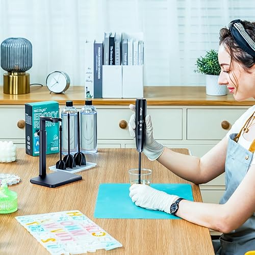 Miniatura 5 de ISTOYO Mezclador de resina recargable Ultra, mezclador epoxi mejorado de 3 velocidades con modo AI, mezclador de resina epoxi, agitador de resina