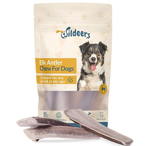 Wildeers Split Elk Antlers for Dogs Medium, 3-Pack, Made in