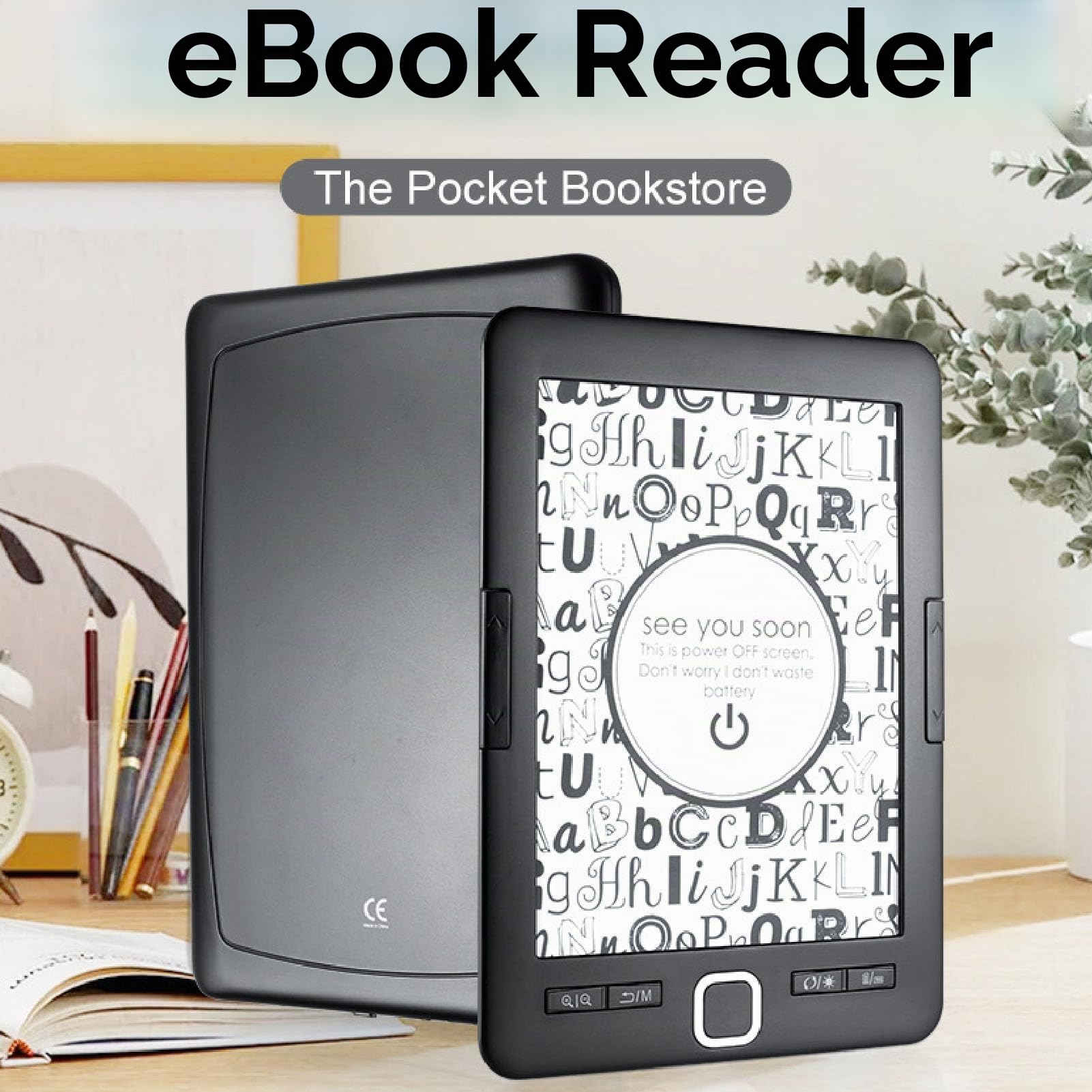Ebook Reader, Lettore di Libri Elettronici Sullo Schermo da 6 Pollici, Supporta più Formati di Immagini di Testo, Lettore di Ebook Portatile 8G 128MB per Bambini, Adulti e