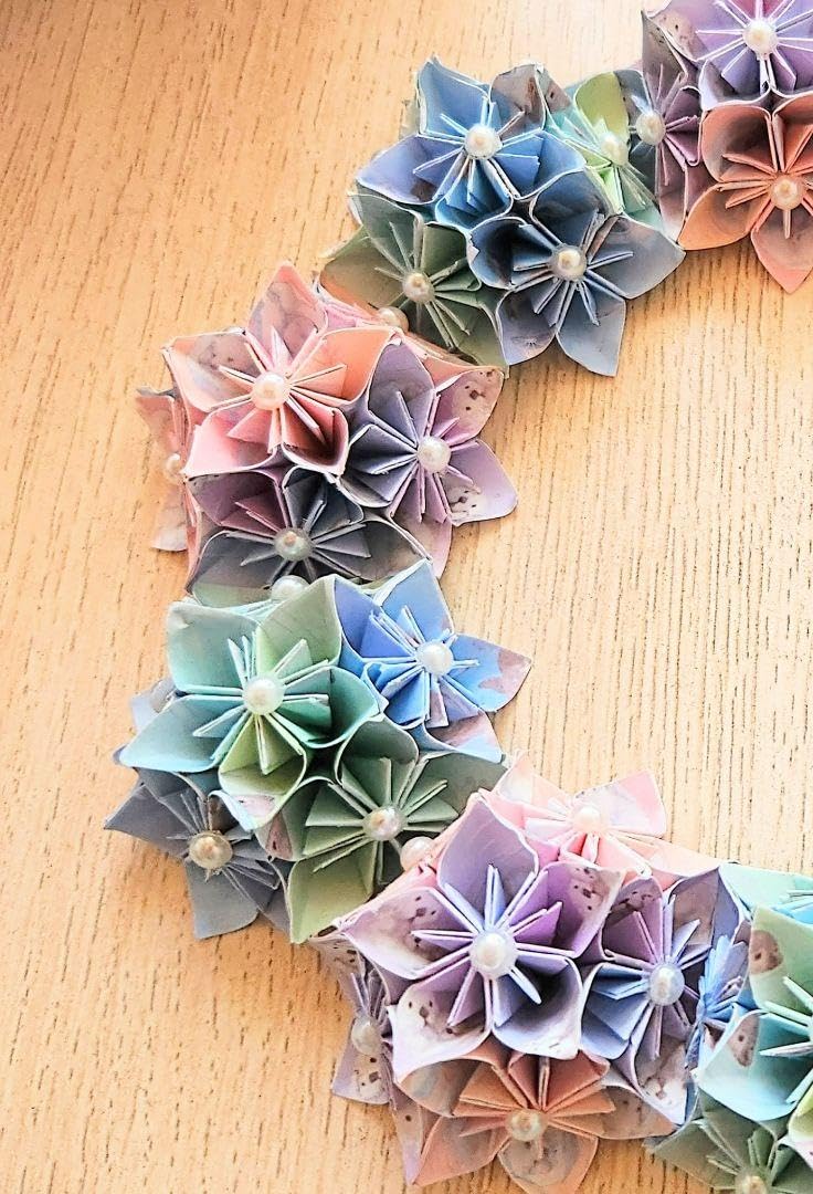 【丸佳☆Madoka☺︎】 ハンドメイド　折り紙リース　3点おまとめ 折り紙夏リース＊あさがおと金魚 - 0R1GAM1'S GALLERY | minne