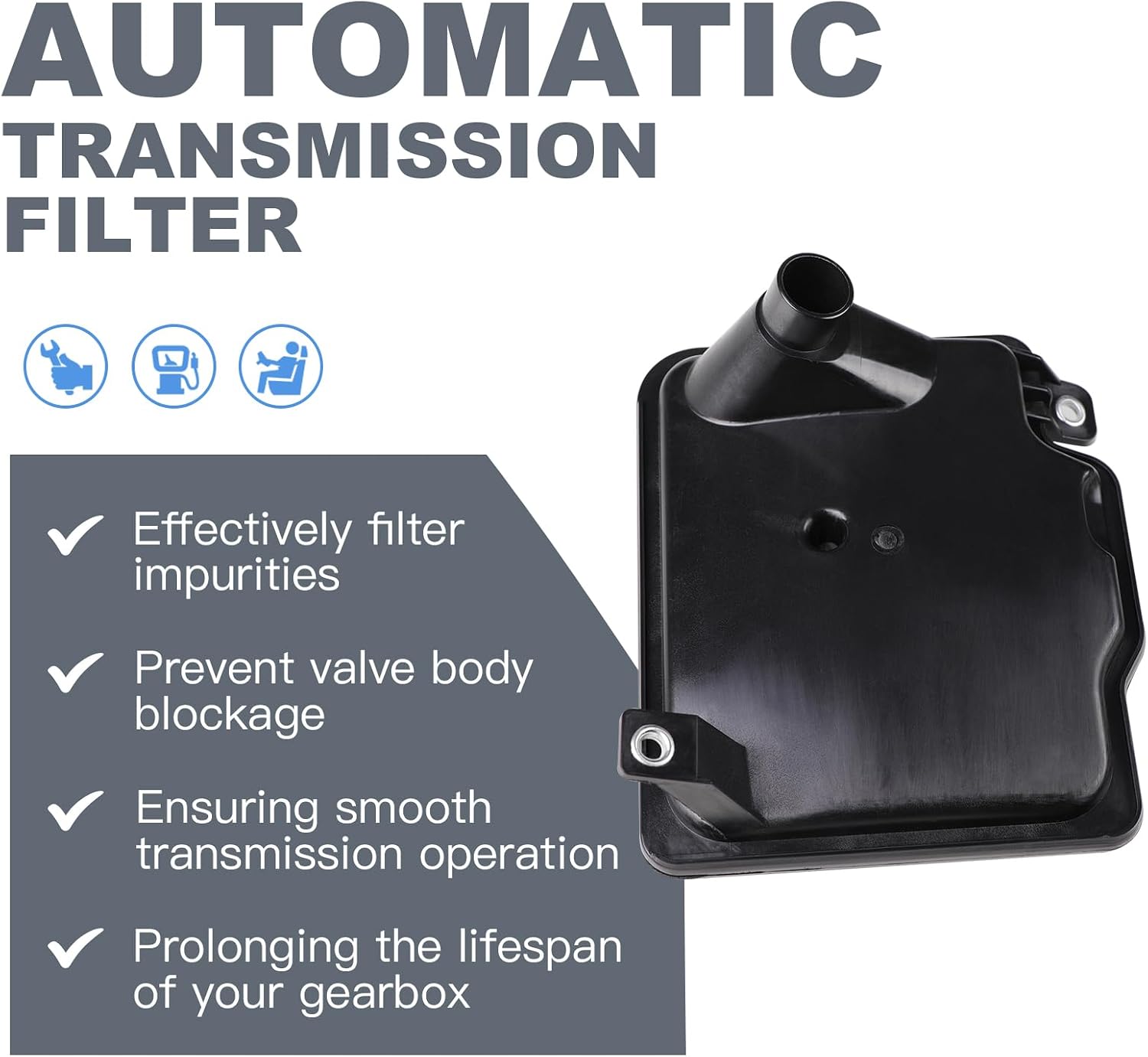 Transmission Filter and Gasket Kit Compatible with Dodge Grand Caravan/Avenger, Ram ProMaster, Chrysler Town & Country/ 200, Fits 62TE Automatic Transmission Fluid Filter, Replaces OEM 68018555AA