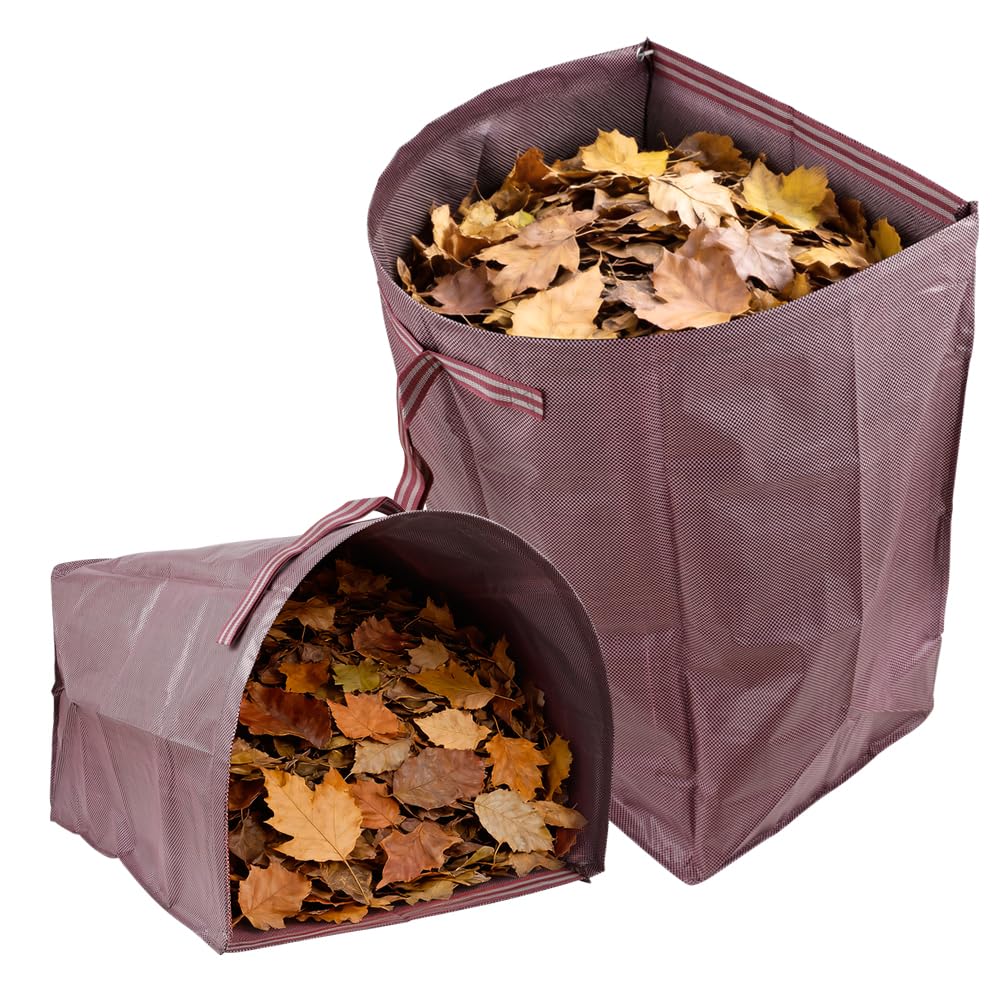 Xiaomianyang Burgundy Garden Waste Bag 200L X 2 Packs Heavy Duty Dustpan Type Garden Bag Leaf Collector Reusable Sacks With Handles Ideal For Collecting Leaves, Grass And Waste