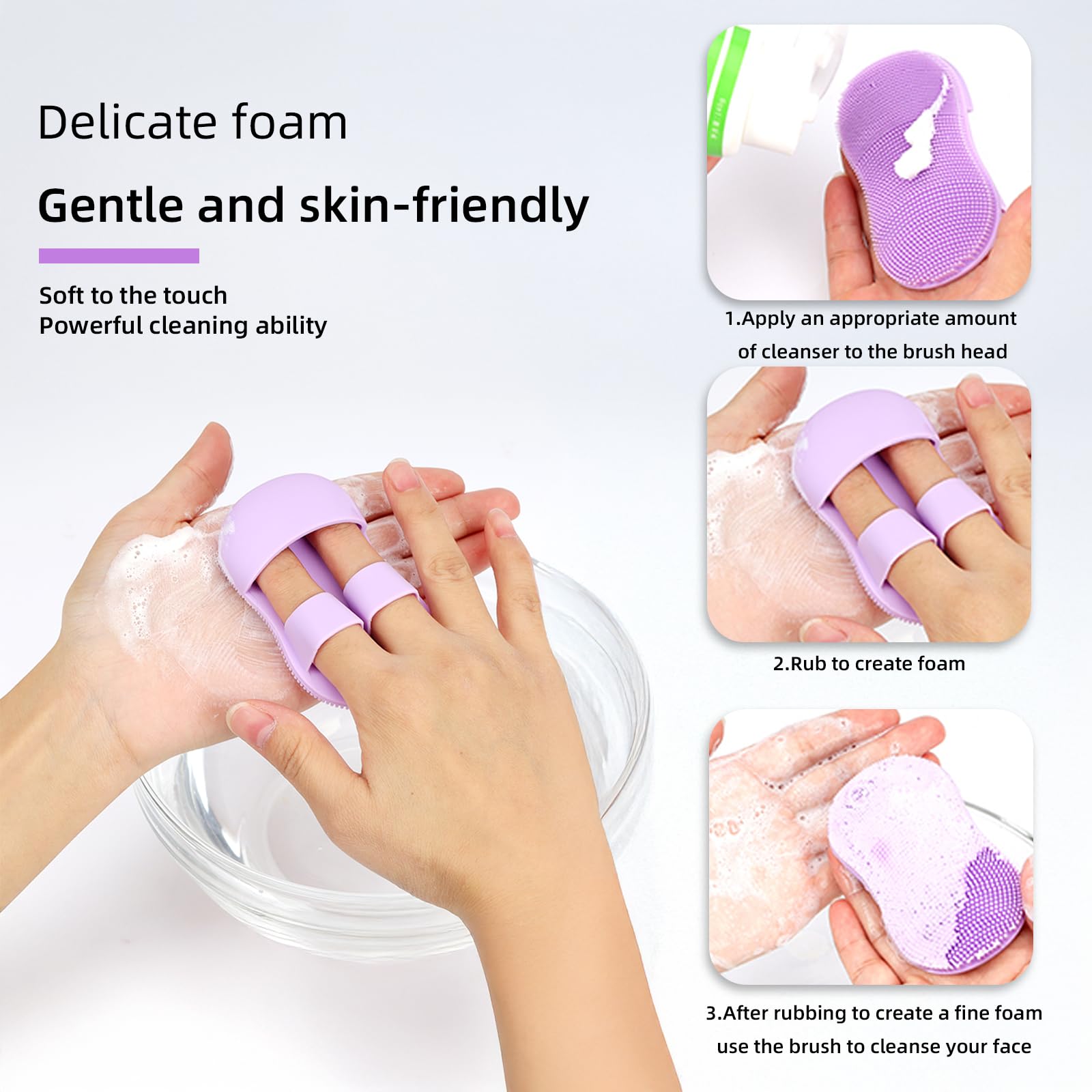 Mulomir Pack of 6 Silicone Face Washer, Manual Facial Cleanser, Face Wash Brush - Image 4