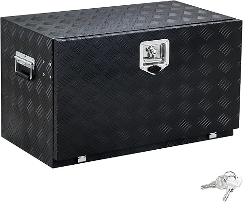 Caja de herramientas de aluminio negro resistente de 30 x 17 x 18 pulgadas, organizador de almacenamiento impermeable con cerradura de seguridad en