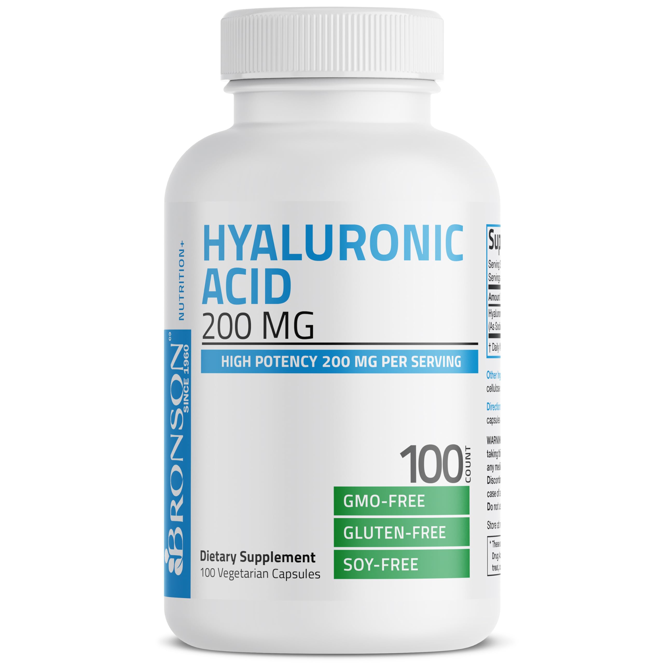 Bronson Hyaluronic Acid 200 mg as Sodium Hyaluronate, 100 Capsules — Amazon image 5