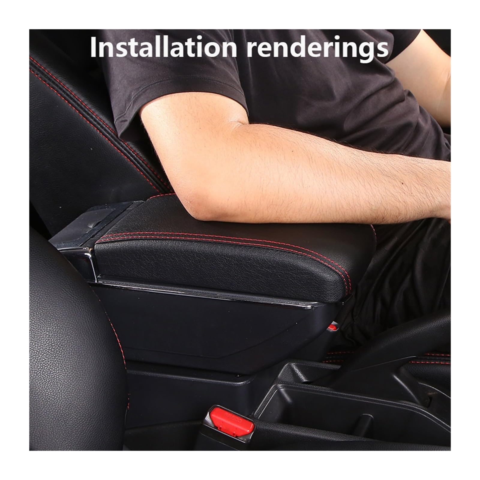 Reposabrazos de coche compatible con Note Detalles del interior del coche Piezas de reequipamiento Accesorios de coche Caja de almacenamiento Cenicero (color: A1 negro rojo 7USB) ( Color : C2 Black li