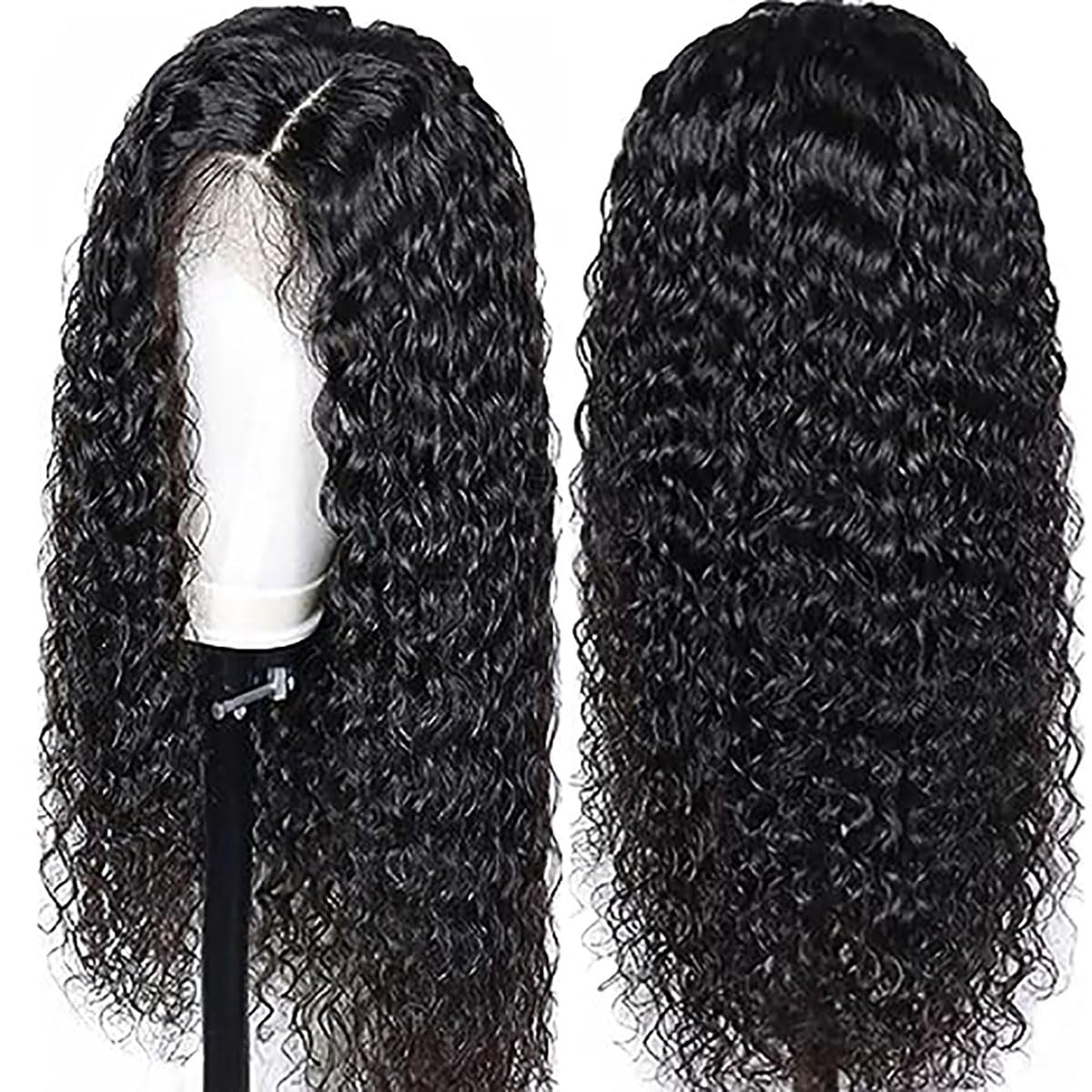 Pelucas Cabello Humano Glueless Wig Human Hair Wig Deep Wave Natural Hairline Natural Black 4x4 Lace Unprocessed Virgin Remy Hair for Women Minimal Smell 30 Inch