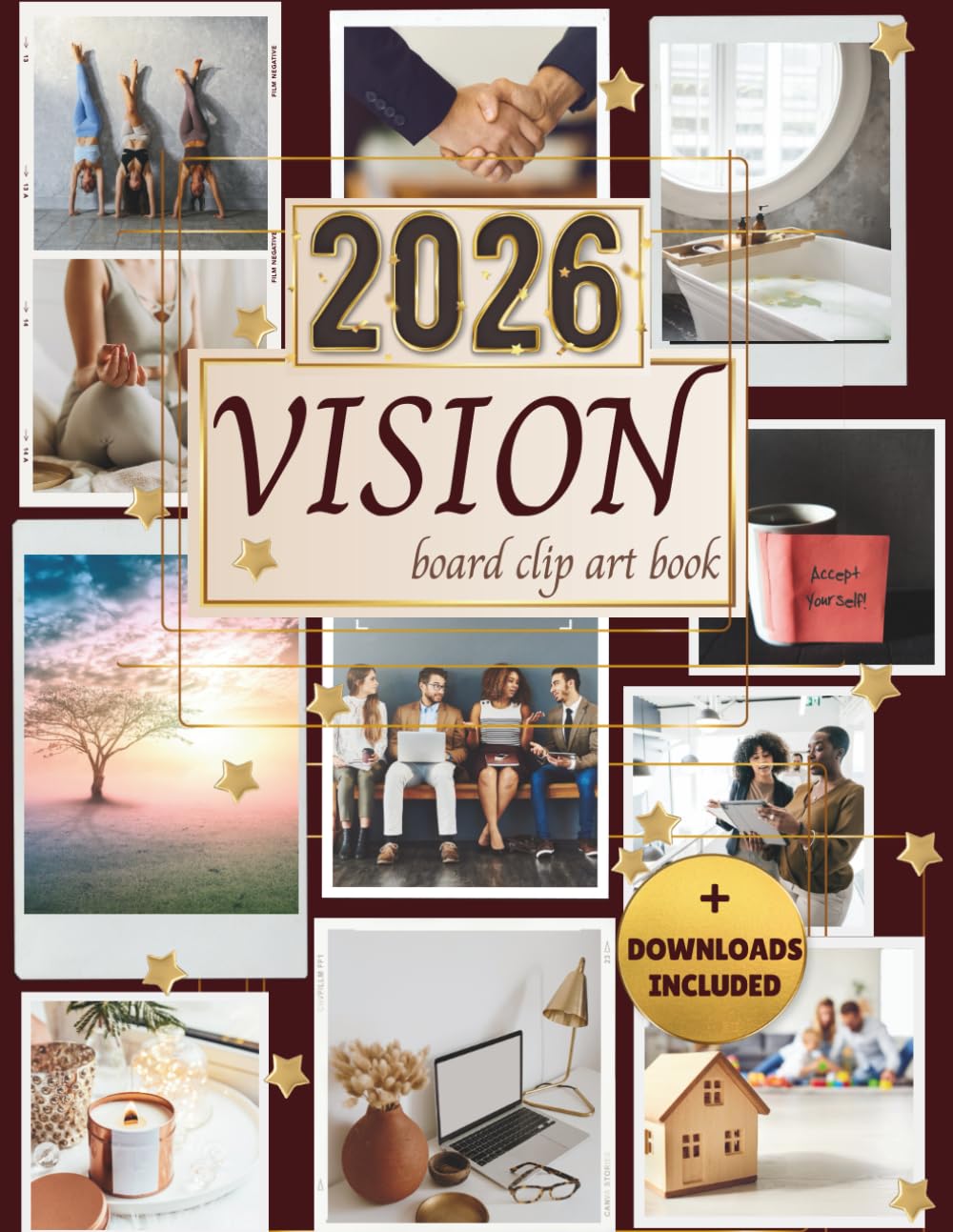 2026 Vision Board Clip Art Book: Inspiring & Collage Cutouts |Visual Elements, Motivational Quotes and Positive Affirmations for Women and Men