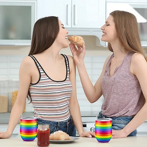 Miniatura 5 de 4 vasos de vino LGBT arcoíris con bandera del orgullo, taza de viaje de café con orgullo gay, regalo pansexual Lesbiana LGBT de 12 onzas, taza de