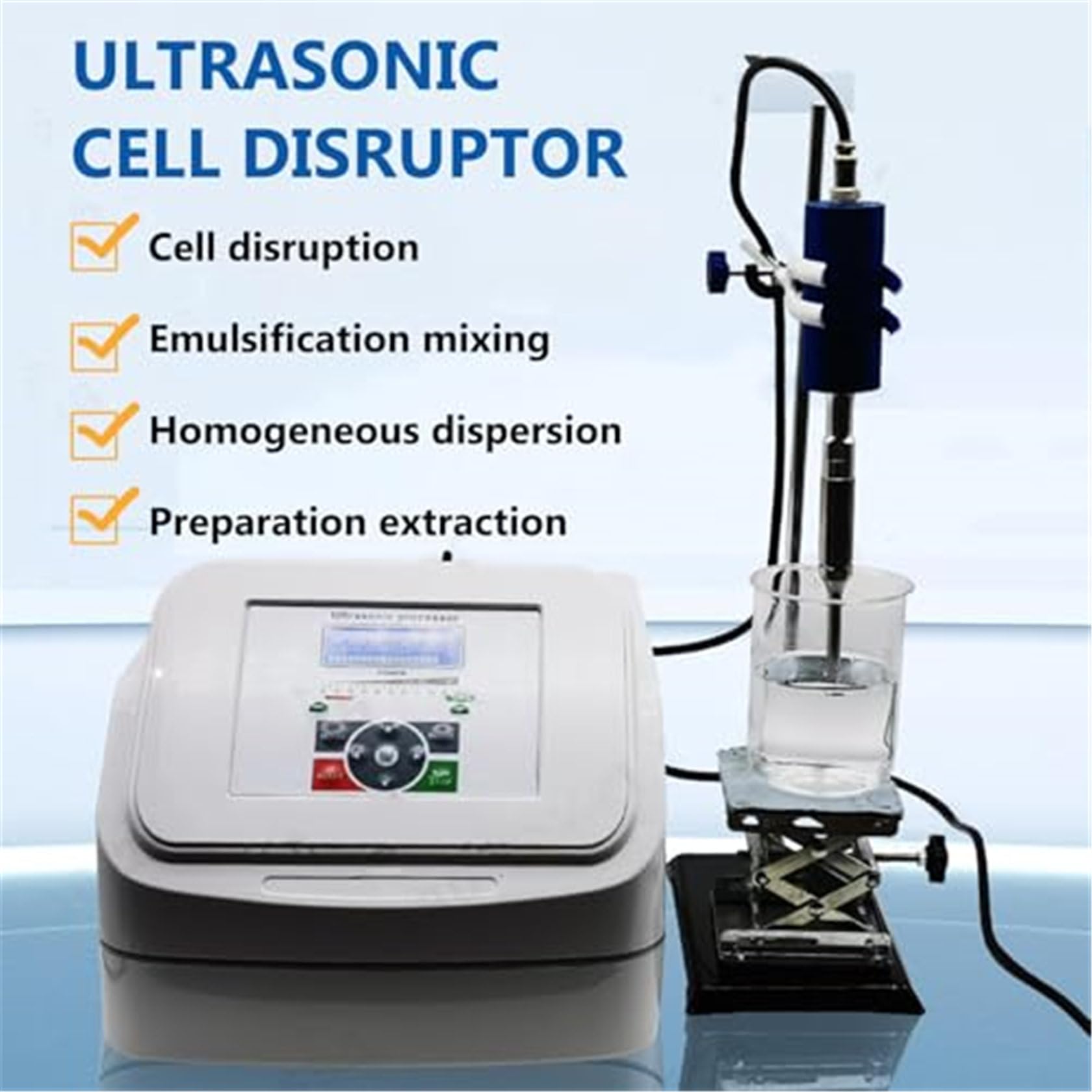 800w Homogenisator Ultraschall, Mini-Zelldisruptor-UltraschallgeräT, Labor-EmulgiergeräT, Digitale Steuerung, 2 Modi, 1-99-Stunden-Timer, FüR Labor 3mmprobe