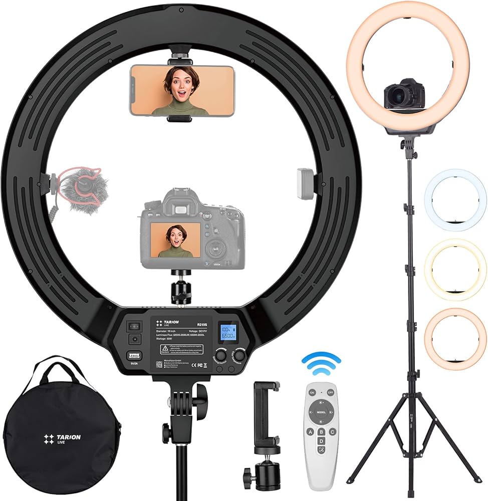 Amazon.co.jp: TARION リングライト 19インチ リモコン付き 3色味 無