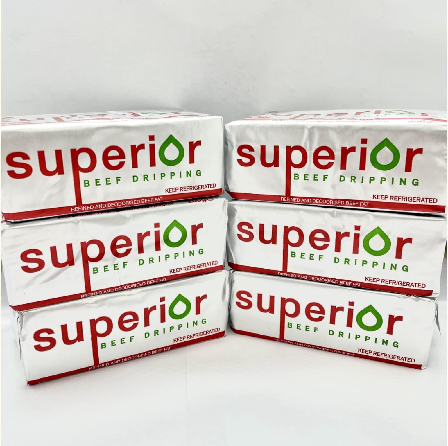 British Beef Dripping Block - 250g (Perfect for Roast Potatoes, Yorkshire Puddings and Basting Meats) x 6