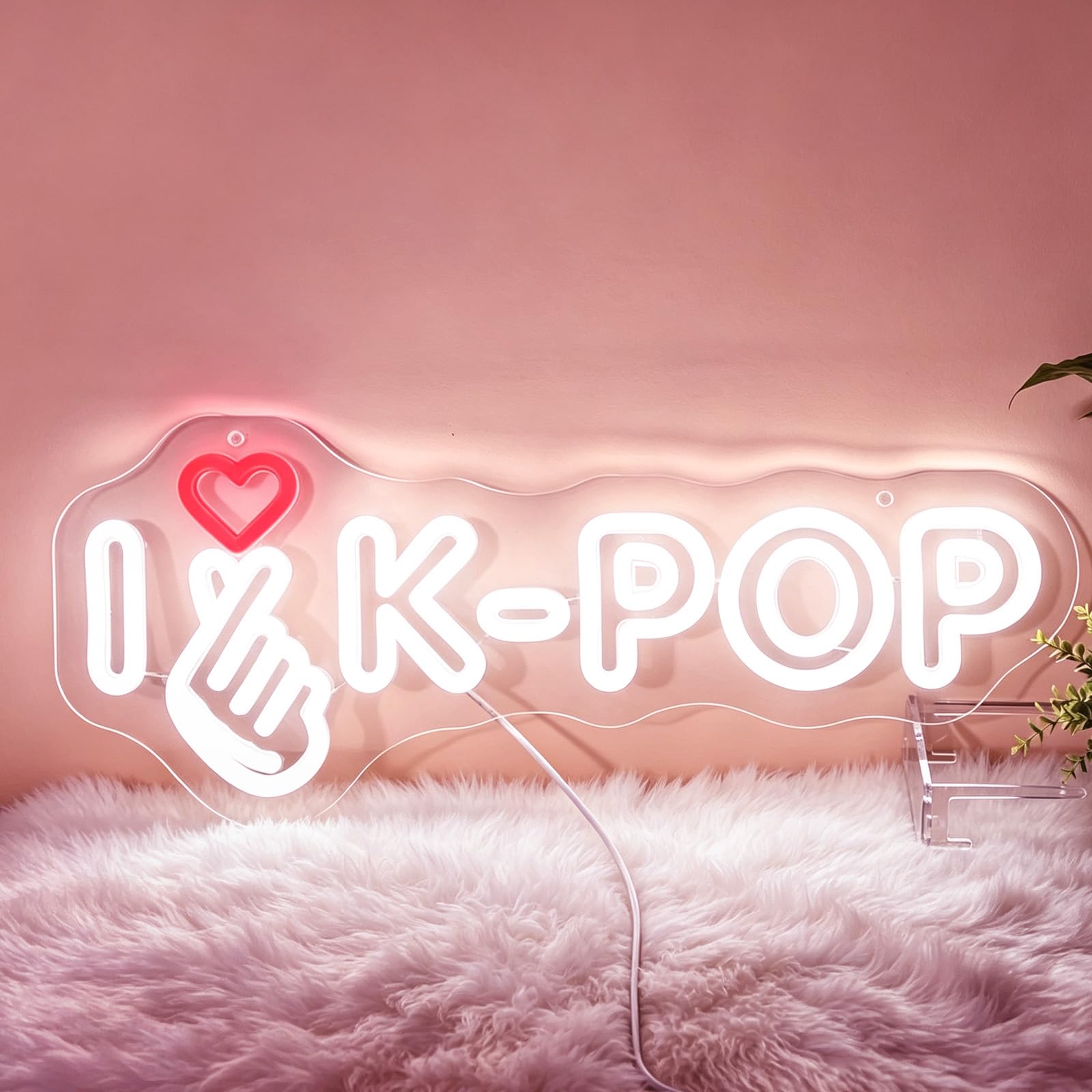 I Love Kpop Insegna al neon per decorazione da parete, luce notturna a LED dimmerabile, alimentata tramite USB, a tema Kpop, per camera da letto, sala giochi, feste, regali per fan ragazze