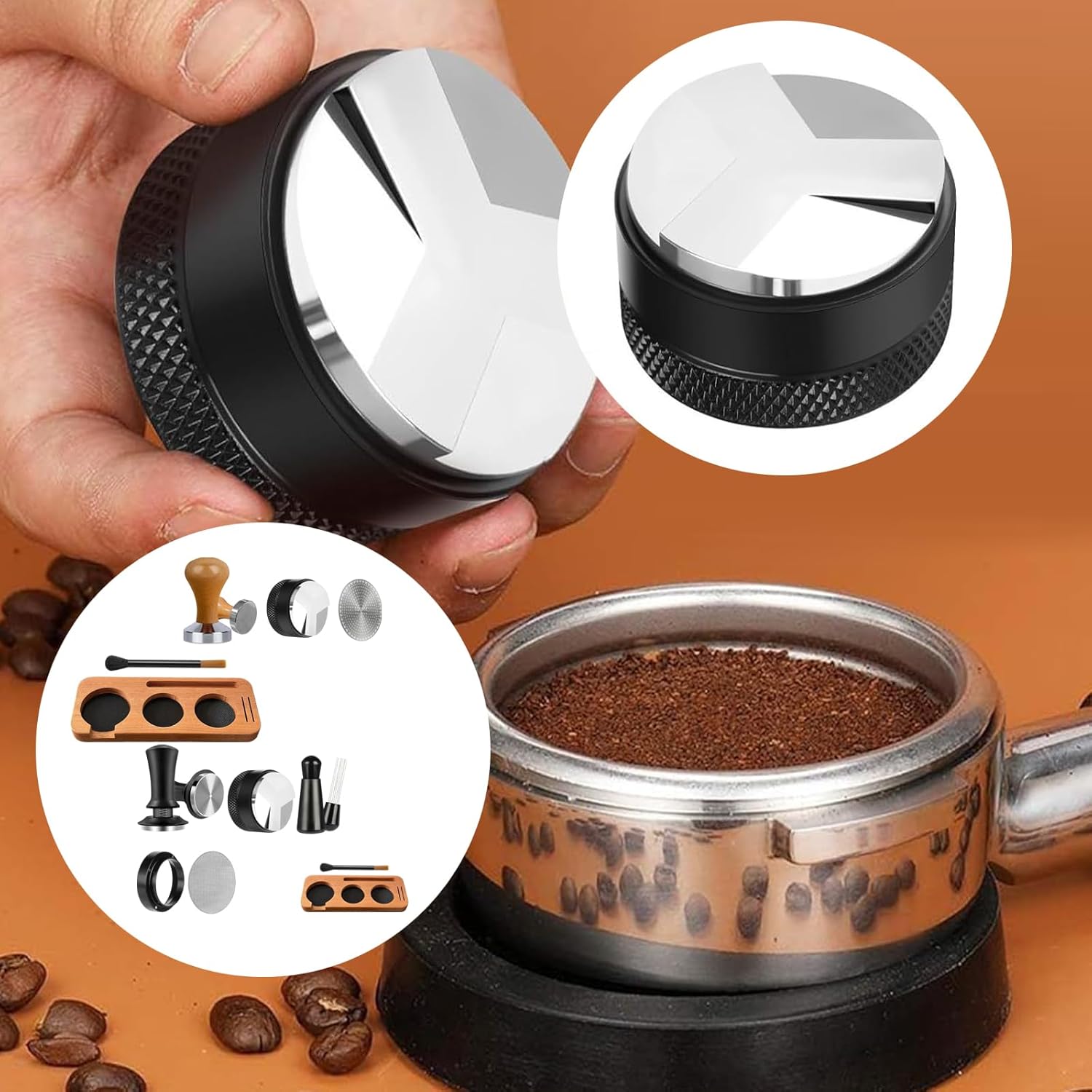 51mm Espresso Coffee Tamper Set Espresso Machine Accessories for Precise and Comfortable Tamping Enduring Espresso Machine Accessories Set