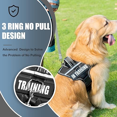 Miniatura 2 de Arnés reflectante para perro, arnés antideslizante sin tirones para perro con 8 parches para perros, arnés ajustable en servicio de entrenamiento