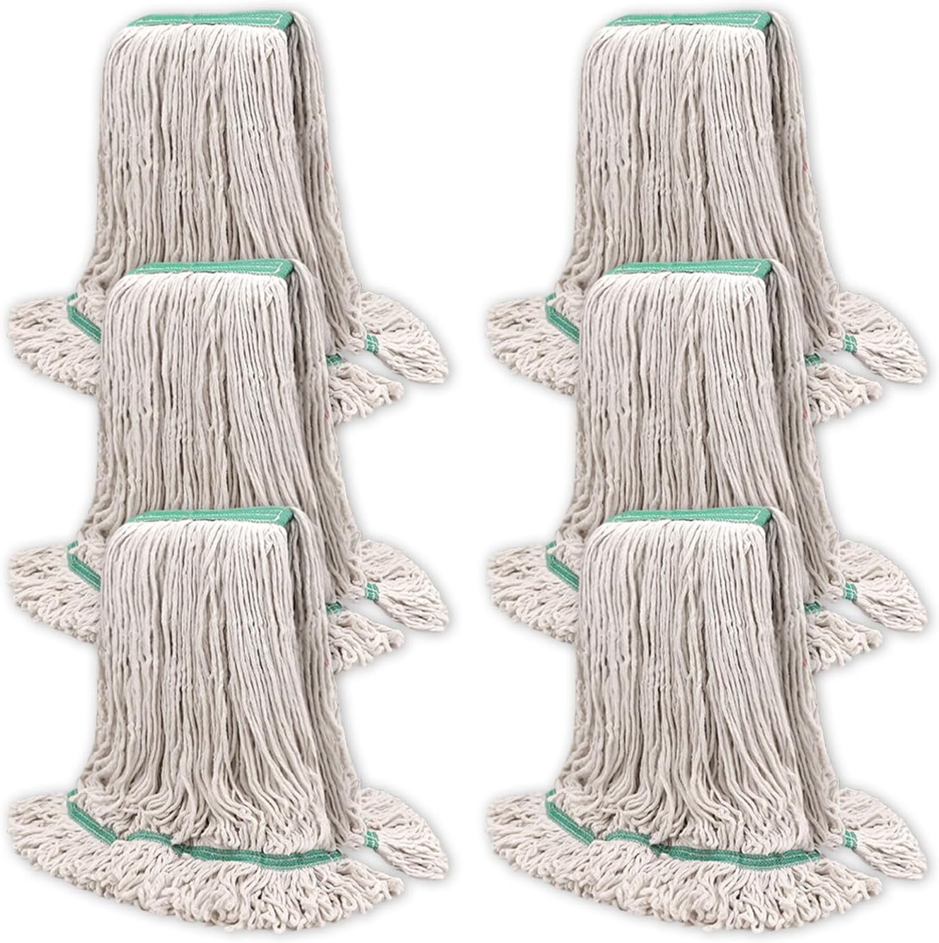 Commercial Heavy Duty Mop Heads Replacement: 6 Packs 20oz Industrial Wet Mop Head for Floor Cleaning - Commercial Products Looped End String Head Refills