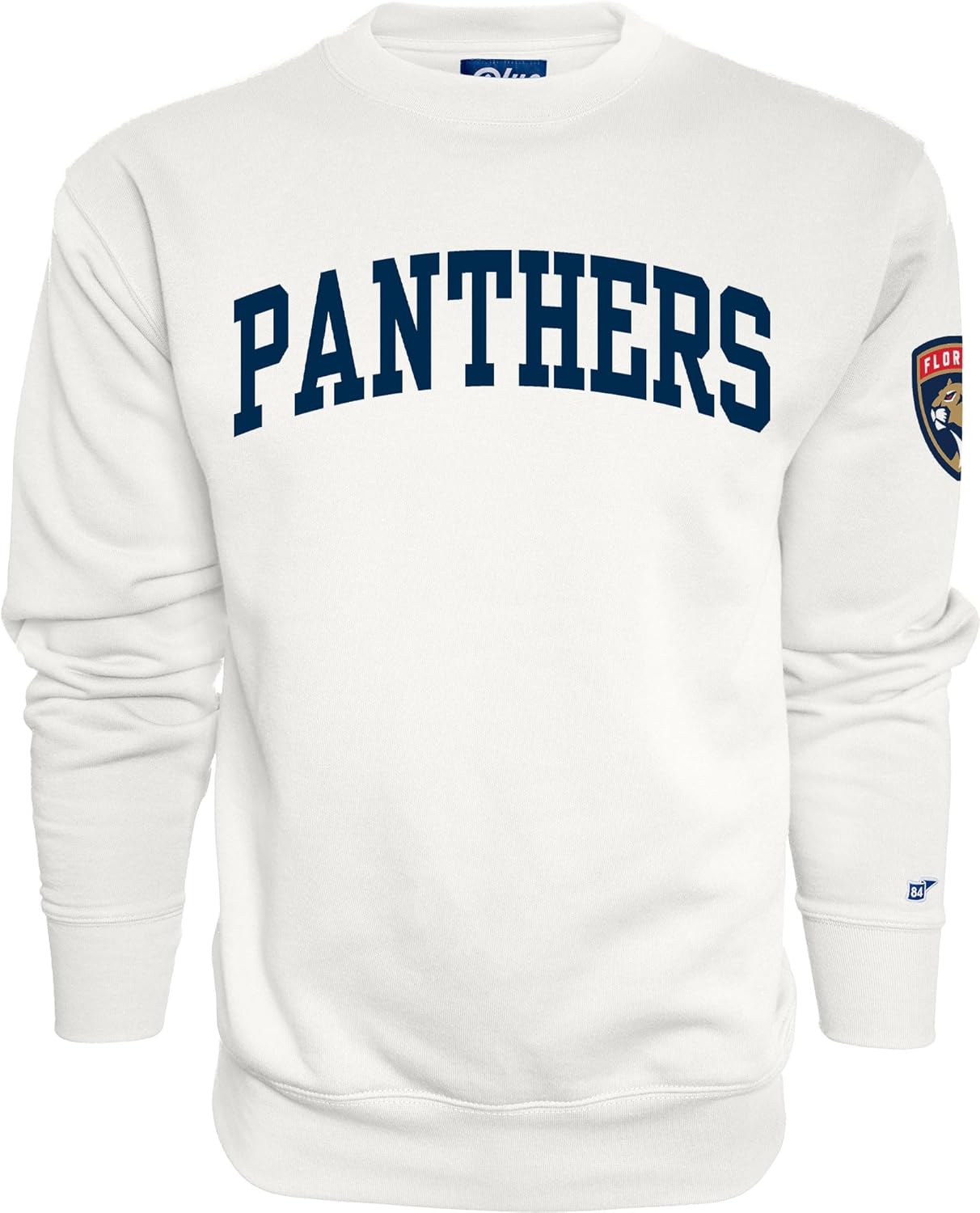 Blue 84 NHL unisex-adult Nhl Officially Licensed Crewneck Sweatshirt Sleeve Logo White