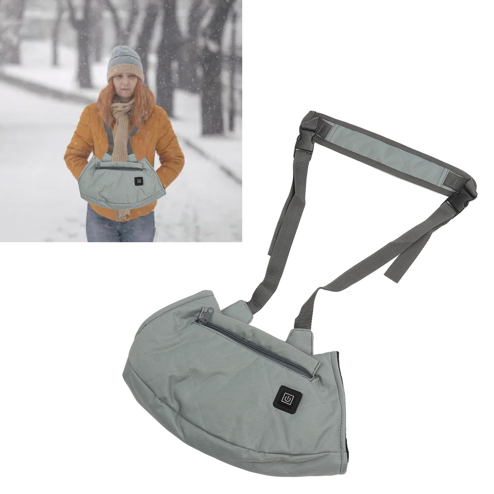 Manicotto Riscaldato 3 modalità di LIVELLO Morbido e Soffice Impermeabile Scaldamani Elettrico Riscaldato Borsa Scaldamani con Cintura per l'inverno Cachi Basso 50 ℃ 59 ℃ Basta Scegliere il