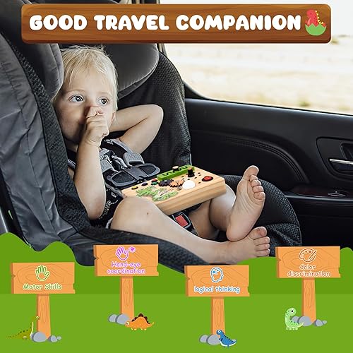 Miniatura 6 de AKEE Busy Board Montessori Juguete para niños pequeños tablero sensorial para actividades preescolares juguete educativo de viaje para habilidades