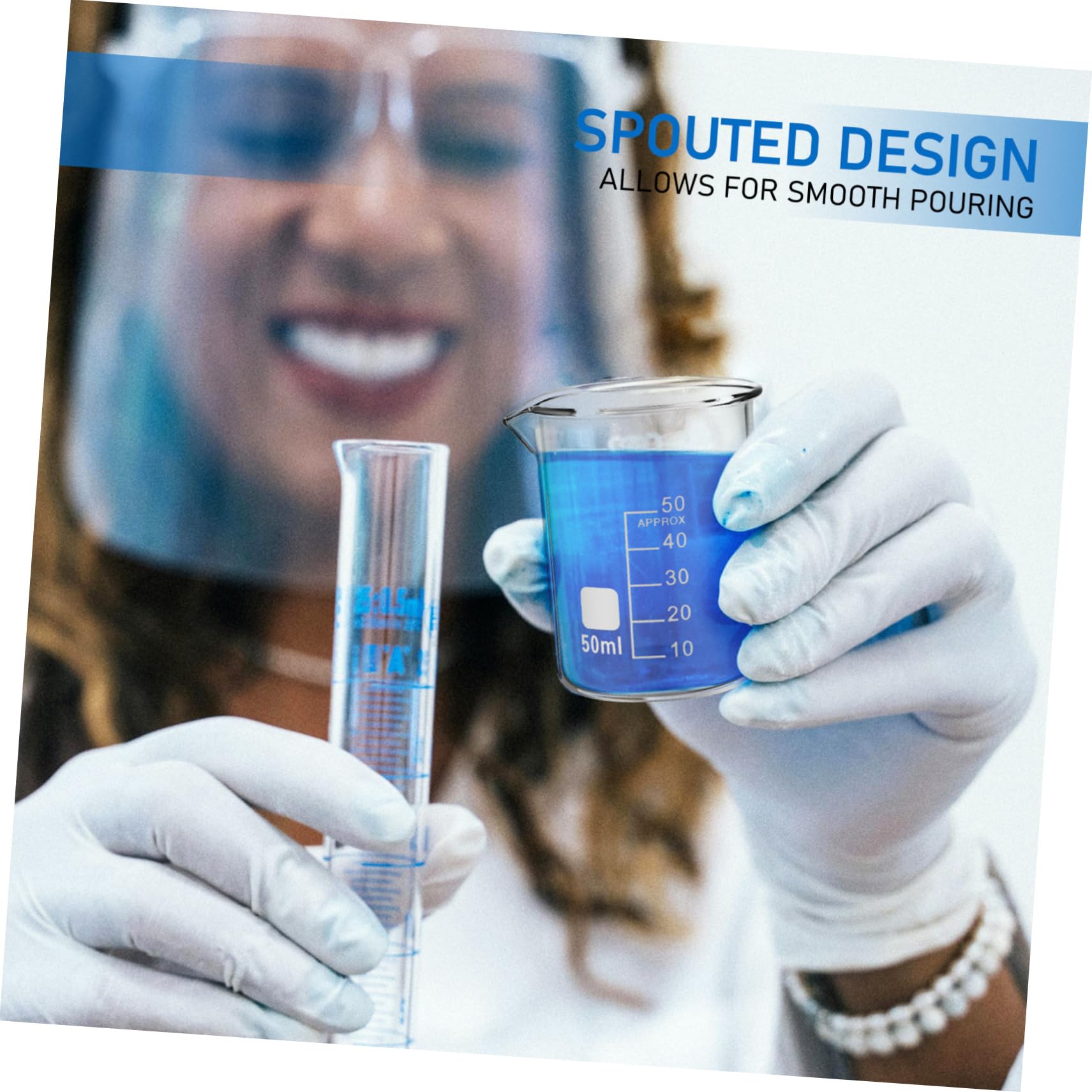 Alipis Vaso Medidor de Laboratorio 50ml Vidrio Transparente 20 Piezas | Forma Baja Escala, Uso Versátil, Limpieza Fácil, Estilo Simple y Elegante