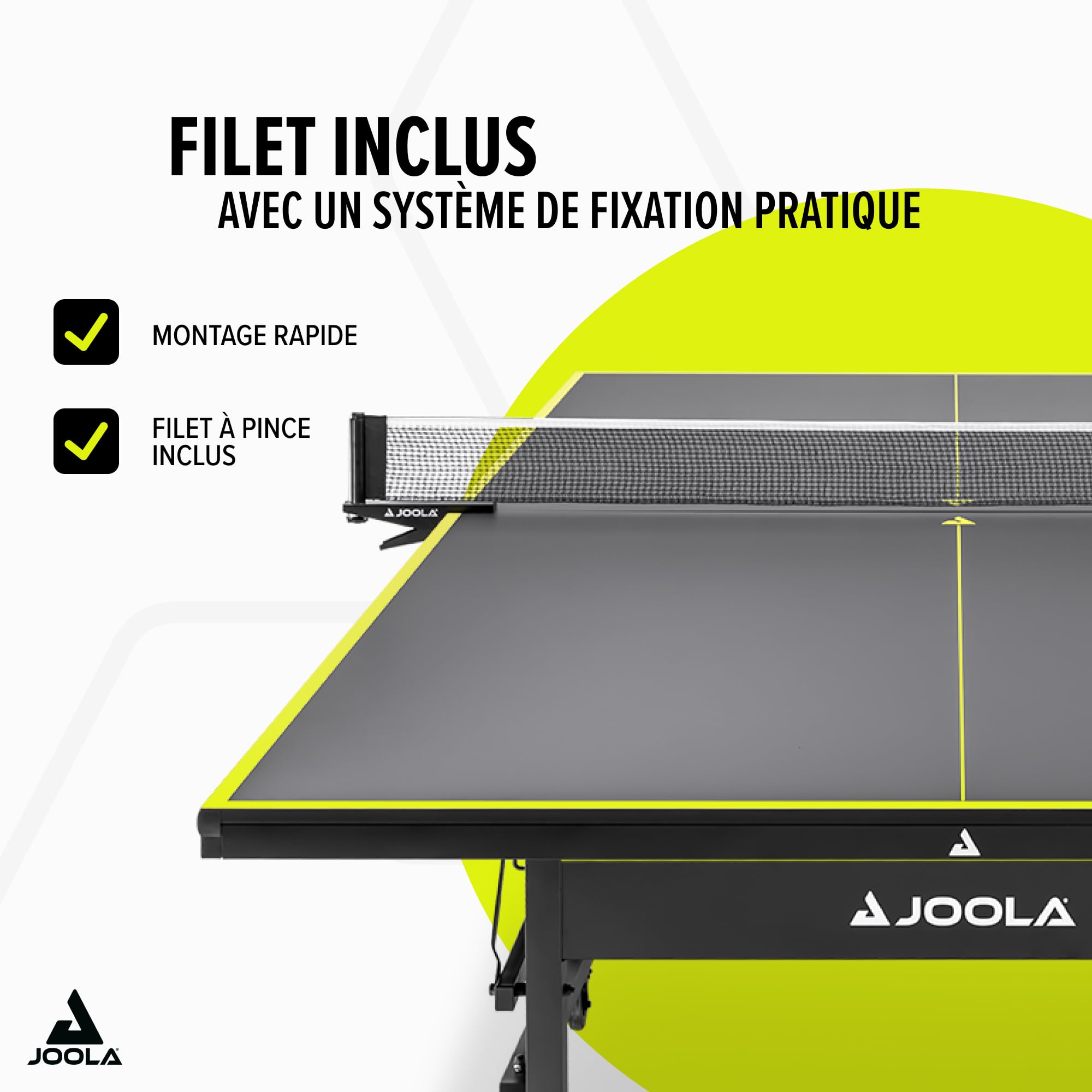 JOOLA Table de ping-Pong Inside J18 - Table de ping-Pong intérieure Pliable - Montage Rapide avec Filet - Gris - 274 x 152,5 x 76 cm
