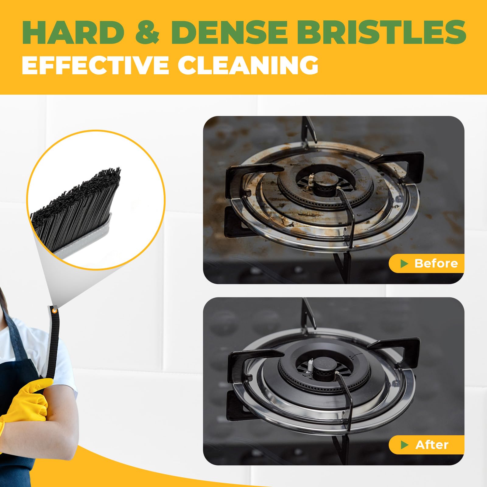 KMOSENIA Cleaning Brush - Hard Bristle Crevice Cleaning Brush, Grout Cleaning Brush, Scrub Brush for Bathroom Tiles, Gap Cleaner Brush, Cleaning Supplies for Kitchen Toilet Window Track (3, Black) - 5